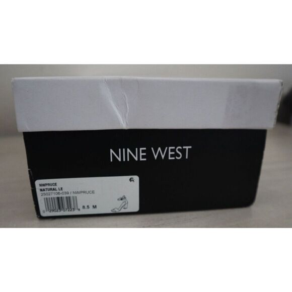 Nine West Women' Sz 8.5M Natural Staci Leather Pruce Block Heel Sandals - Picture 10 of 10